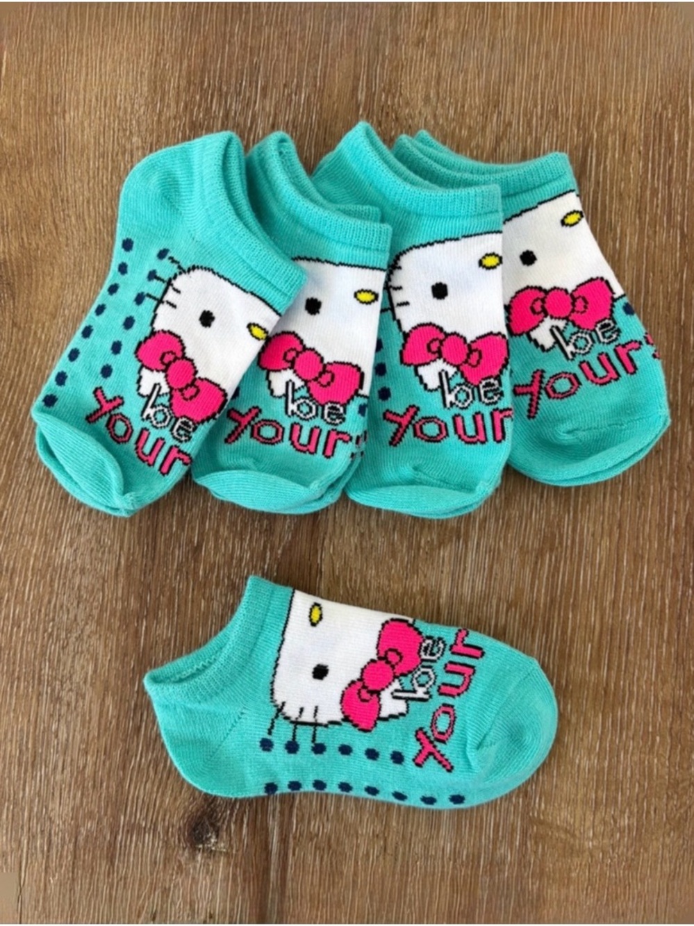 NWOT Sanrio Hello Kitty Teal Pink Ankle Socks (Set of 5pairs) Size: 3-6T| Kawaii